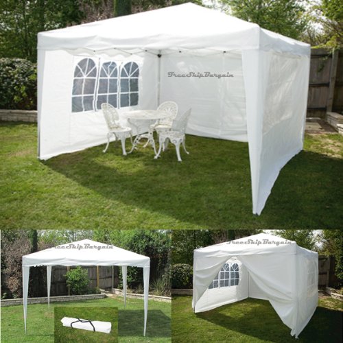 10 X 10 Canopy Gazebo White Ez Pop up Tent Portable 4 Side Walls
