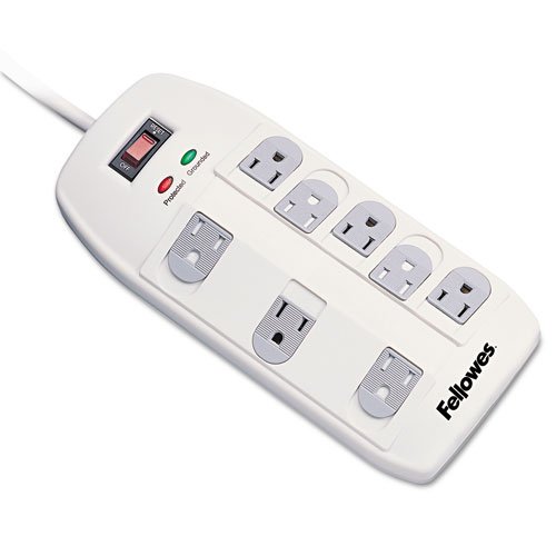 Fellowes Products - Fellowes - Superior Workstation Surge Protector, 8 Outlets, 6ft Cord - Sold As 1 Each - 8 outlets; engineered for high-end office equipment. - Thermal safety fuse and catastrophe fuse. - Reliable 15-amp circuit breaker. - Accommodates up to 6 AC adapters. - Filters EMI/RFI noise from 50 to 60 dB.