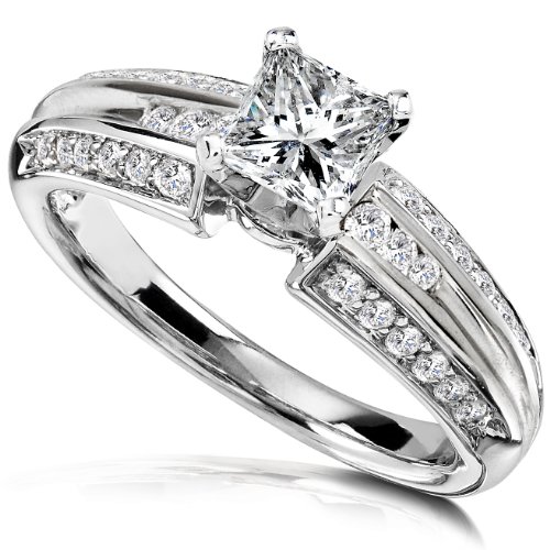 1 Carat Certified Princess Diamond Engagement Ring in Palladium (E/VS1)