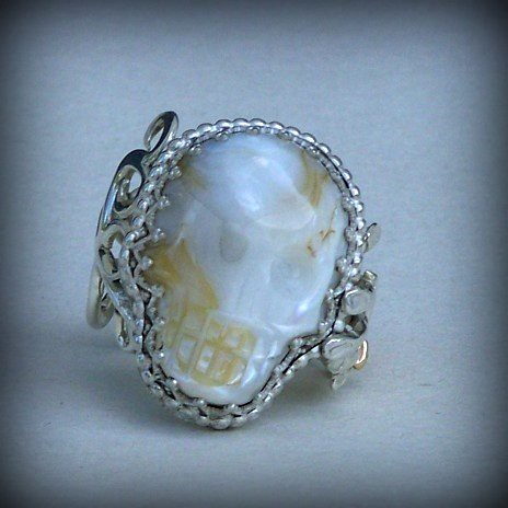 lord of chaos, skull ring Pearl knot 001