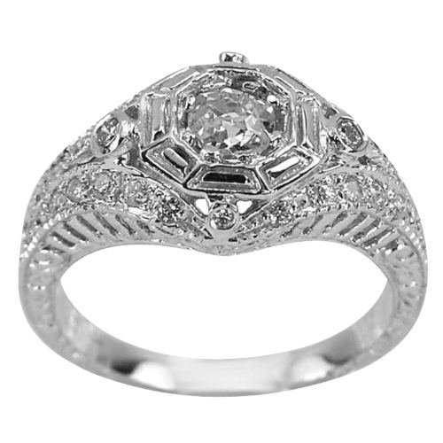 Diamond Solitaire Antique Ring Old Miner Cut - 8.5