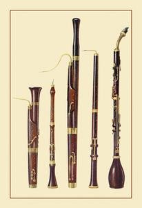 Framed Black poster printed on 20 x 30 stock. Dolciano, Oboe da Caccia, Oboe, Basset Horn and Bassoon