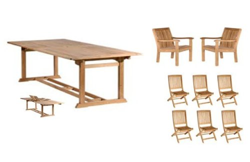 Teak Outdoor Furniture Set with Rectangular Table - Antonini Outdoor - NT01000SET