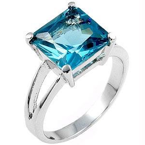 C'este Di Amore - 8 Carat Solitaire Turquoise Blue CZ Ring, 10