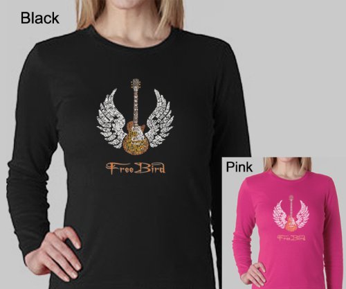 LONG SLEEVE Women's Black Freebird Shirt S - Created using Lynyrd Skynyd Song Lyrics
