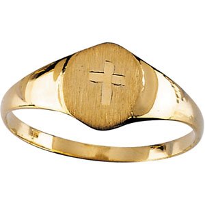14K Yellow Gold Children's Signet Cross Ring