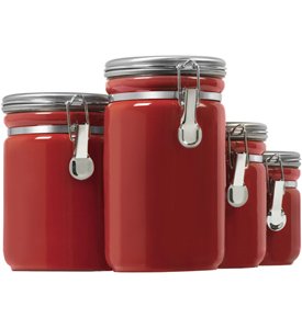 Red Ceramic Kitchen Canisters