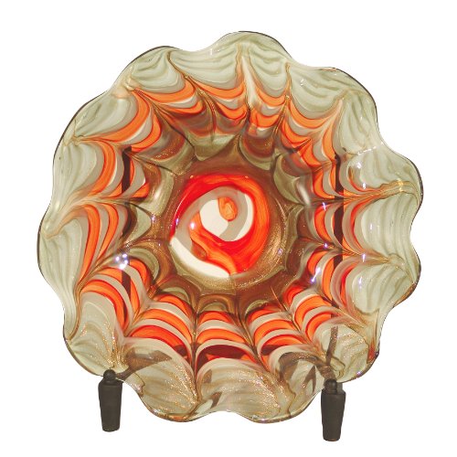 Dale Tiffany PG60524 Fire Dance Decorative Charger Plate with Stand, 17-Inch Diameter