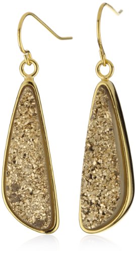 Marcia Moran Gold Druzy Stone Small Odd Drop 18k Gold-Plated Earrings