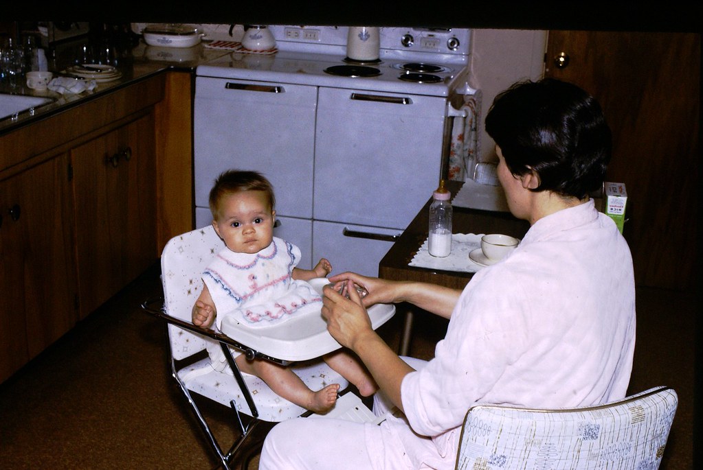 Baby in Kitchen with Corningware - October 1965