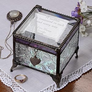 Personalized Vintage Glass Jewelry Box With Custom Poem
