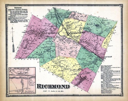 Richmond, Jonesville, Chittenden County 1869, Vermont, 1869 Old Map Reproduction