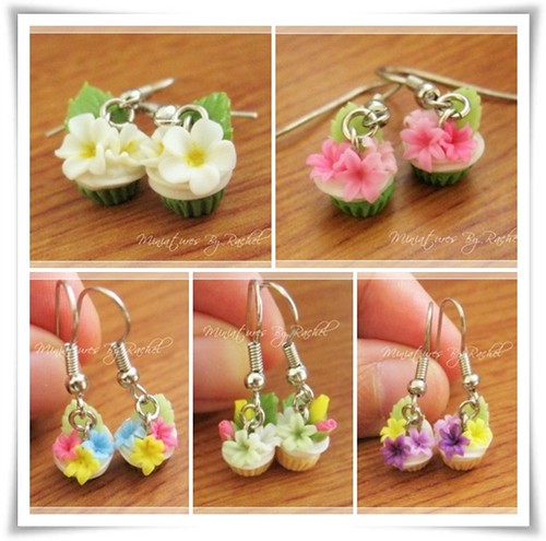 Sweet Flower Cupcake Earrings