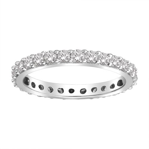 14k White Gold Bead-Set Diamond Eternity Ring (1.00 cttw, H-I Color, I1-I2 Clarity), Size 6.5