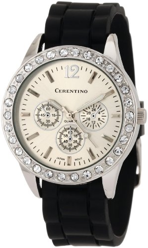 Cerentino Women's RB005 Round Crystal Bezel Interchangeable Set Silicone Multi-Colored Strap Watch