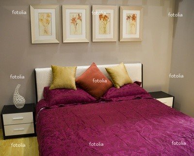 Wallmonkeys Peel and Stick Wall Graphic - Interior of the Room with Large Bed - 36