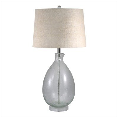 Glass Hand Blown Clear Seeded Glass Table Lamp