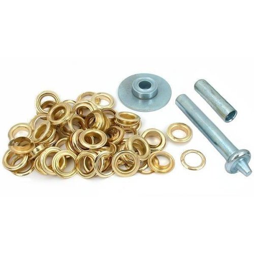 50 Punch Grommets Leatherworking Tent Fabric Gold Tone