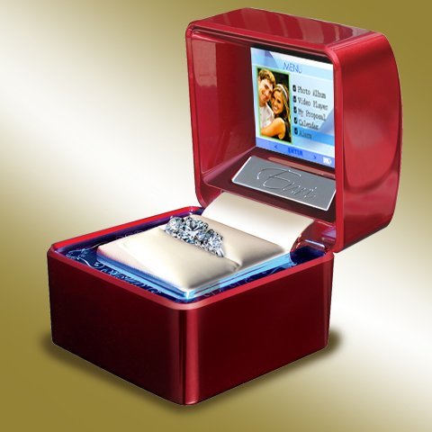 Euricase - Ring Box (Jewelry Keepsake) with LCD for Videos, Audios & Pictures (Red)