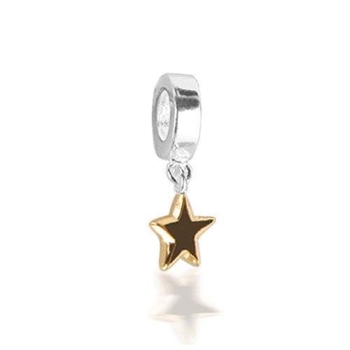 Bling Jewelry 925 Sterling Silver Gold Star Dangle Holiday Bead Pandora Beads Pugster Compatible