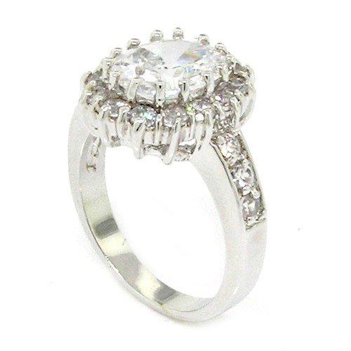 Classic Royal Engagement Ring w/White CZ & pav White Size 5