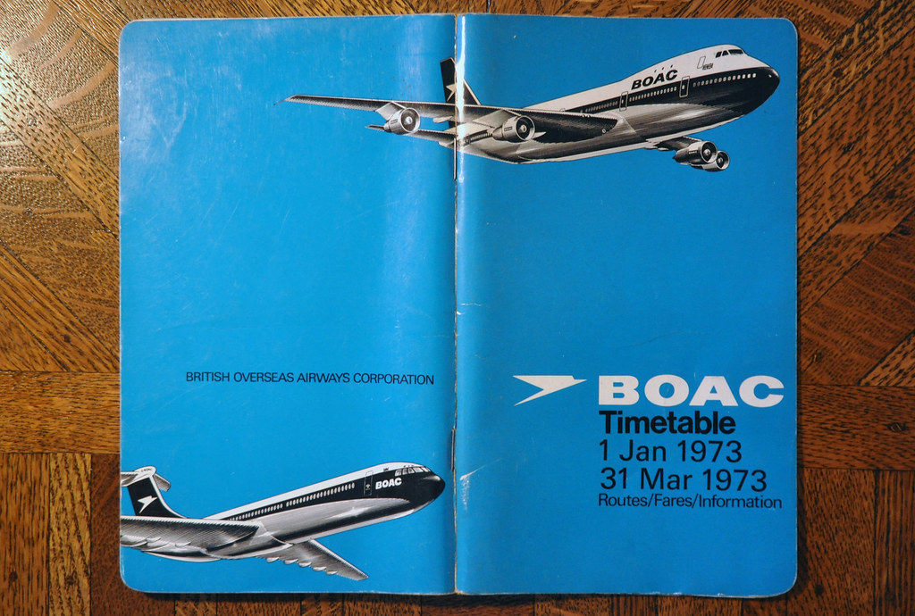 BOAC Timetable January 1973