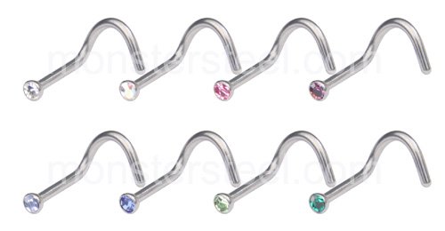 * LOT of 8 * Pressure Set Nose Ring Screw Body Jewelry