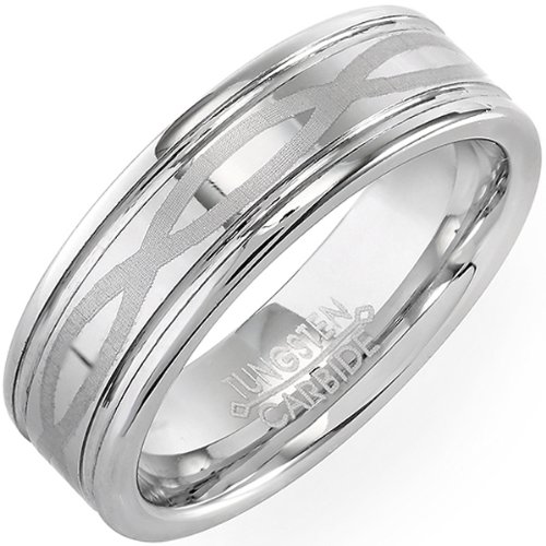 Tungsten Carbide Men's Ladies Unisex Ring Wedding Band 7MM High Polish Celtic Laser Etched Infinity Comfort Fit (Available in Sizes 8 to 12) size 11