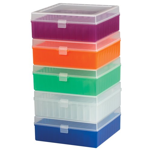 Scienceware 188510016 Cryogenic Freezer Storage Box Rack, 100-Place, Polypropylene, Assorted Colors, 6L x 5.7W x 2.2