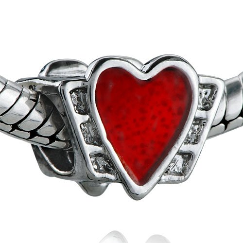 Pandora Style Beads Red Heart Charm Bead Fits Pandora Beads