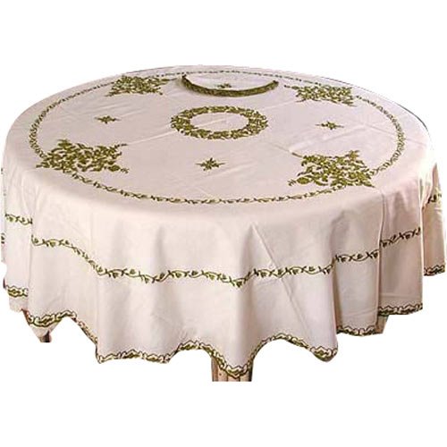 White Cotton Embroidered Table Cloth with Napkins