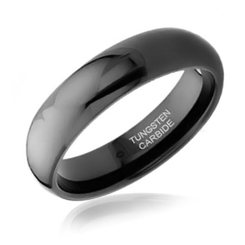 Bling Jewelry Black Tungsten Carbide Mens Dome Wedding Band Ring 6mm size 7