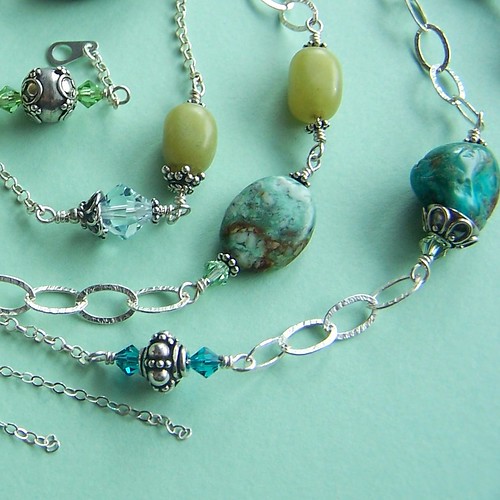 Turquoise Olive Jade Asymmetrical Necklace