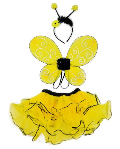 3 Pc Bumble Bee Costume Set. Wings, Tutu & Antennas