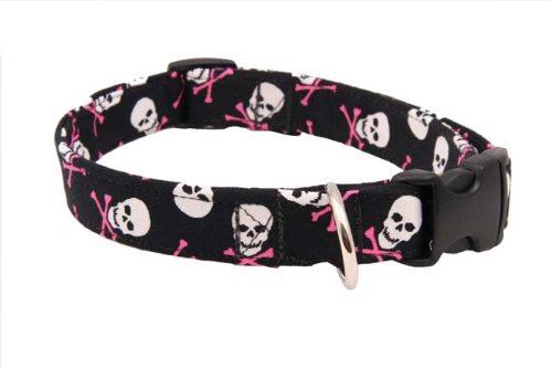 Pink Skull & Crossbones Medium Designer Dog Collar