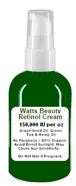 Watts Beauty Retinol Face Cream 150,000 IU Per Oz / 2oz with Treatment Pump