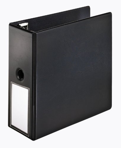 Cardinal Easy Open D-Ring Binder With Label Holder and Finger Slot, 5-Inch Capacity, Black (18761CB)