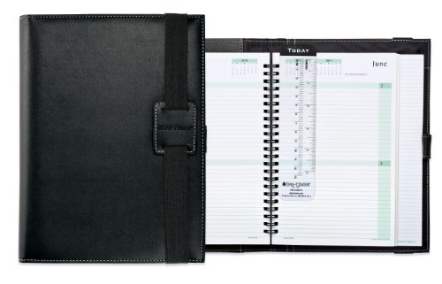 Day-Timer Casual Vinyl Wire Bound Planner, Bungee Closure, Journal Size, 9.5 x 7.5 Inches, Black (D84698)