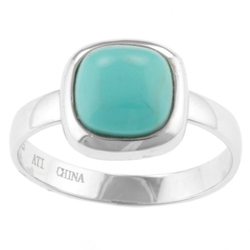 Sterling Silver Square Turquoise Ring, Size 8