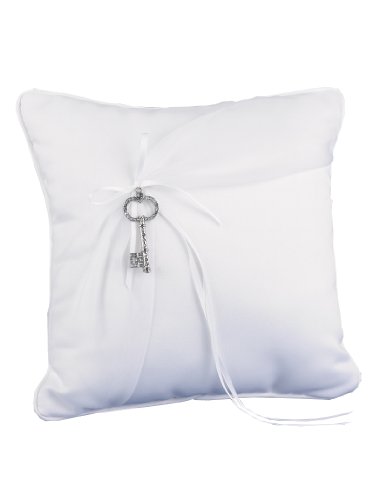 Hortense B. Hewitt Wedding Accessories Key to Your Heart Ring Pillow, 8-Inch Square