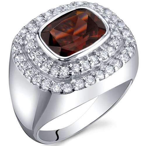 Extravagant Sparkle 2.50 Carats Garnet Ring in Sterling Silver Size 7 Free Shipping