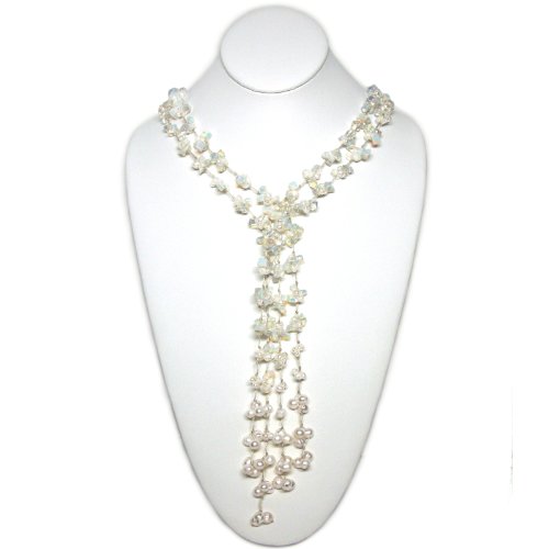 HinsonGayle Artisan Collection Double Strand Opal and Pearl Lariat Necklace