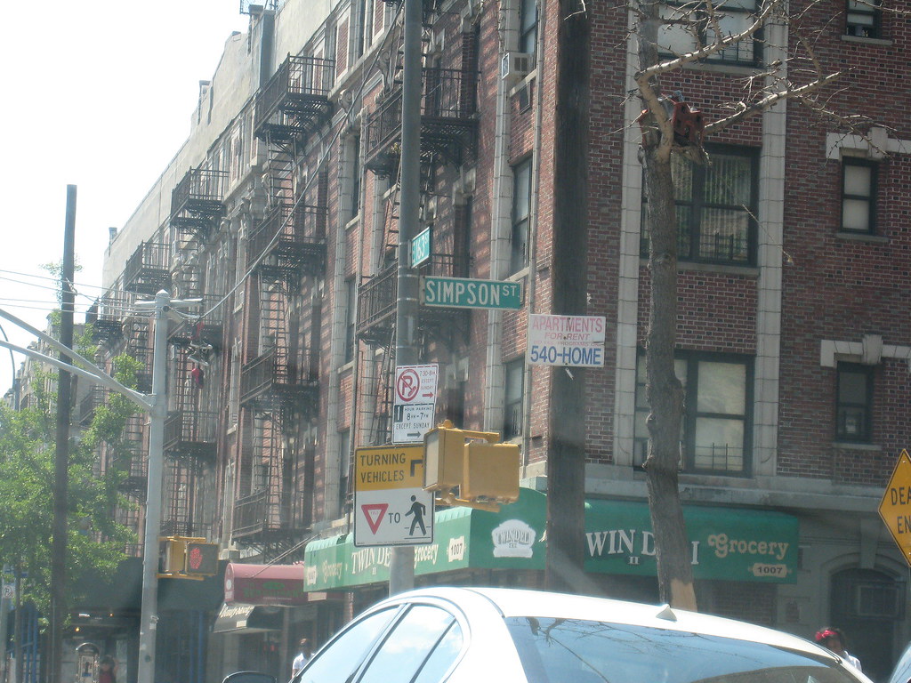 Fire Escapes; Simpson Street Sign
