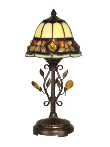 Dale Tiffany TA90228 Pebblestone Accent Table Lamp, Antique Golden Sand and Art Glass Shade