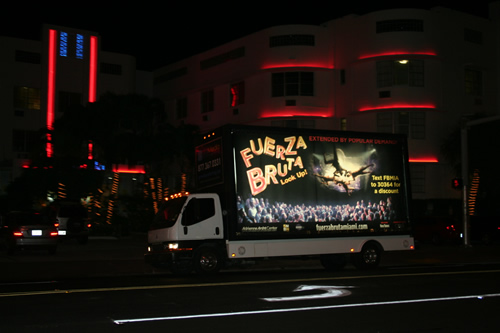 Go Media Marketing Fuerza Bruta Mobile Billboard with Interactive Text Messaging