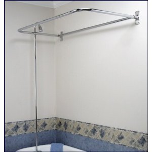 Add-on Shower Set for Clawfoot Tub - Diverter Faucet, Riser, and D shaped Shower Rod