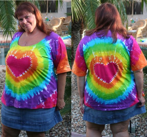 Tie Dye Heart Scoop Neck T-Shirt by BBW Boutique - 5X-Large /6X-Large