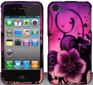 Purple Paradise Flower Hard Snap On Case Cover Faceplate Protector for Apple iPhone 4 AT&T / Verizon + Free Texi Gift Box