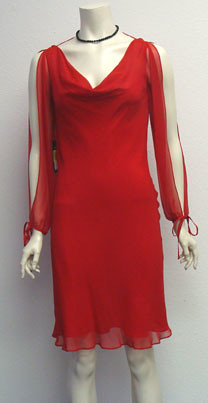 Red Silk Party Dress Size 2