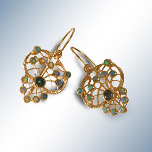 SOLID GOLD FILIGRAN WITH OPAL EARRINGS